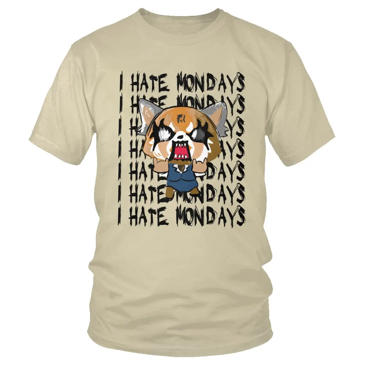 Мужская японская футболка Aggretsuko aggression Retsuko, уникальная футболка I Hate Mondays, хлопковая футболка с короткими рукавами, футболка с японским аниме, подарок