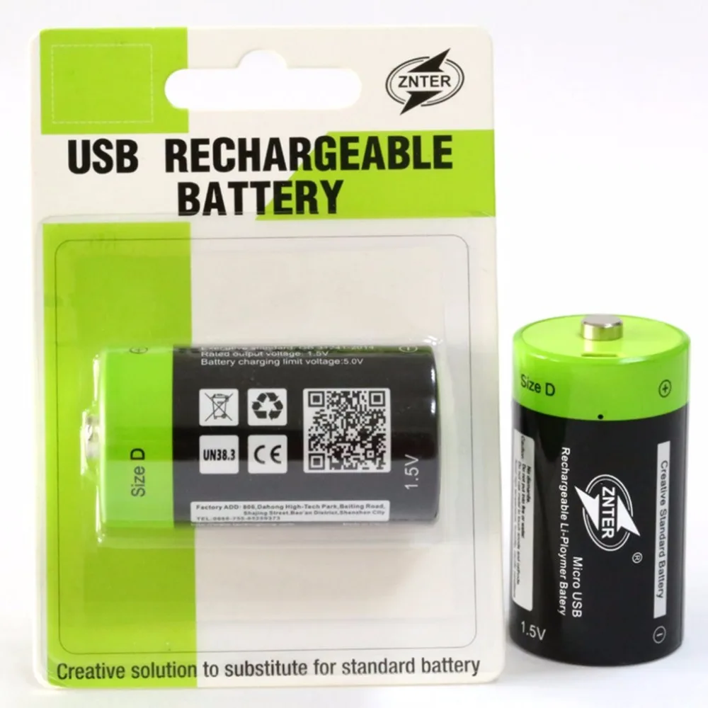 ZNTER 2 шт./лот 1,5 в литиевый литий-полимерный 6000 мАч USB D размер перезаряжаемый аккумулятор D Тип Рециркулирующий литий-ионный мощный аккумулятор