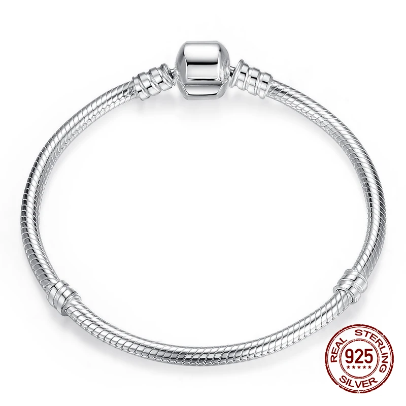 

Vecalon Handmade 925 Sterling Silver Charm Bracelets for Women men Long 16-23cm Wide 3mm Snake Bone Chain Bracelet Fine Jewelry