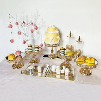

metal Gold mirror Cake Stand, Round Cupcake Stands, Wedding Birthday Party Dessert Cupcake