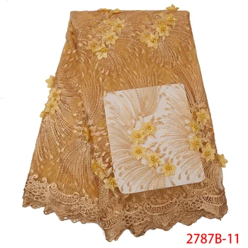

African White And Gold Lace Fabric Lace Fabric Stretch African Lace Fabric 2018 High Quality Lace 3d QF2787B-11