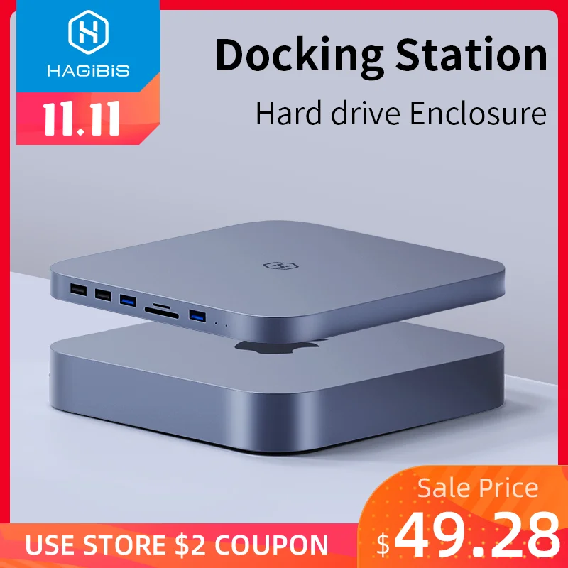 PROD 4000899176430 Hagibis USB-C Hub with SATA Hard Drive Enclosure for
Mac mini USB 3.0 hub for 2020 NEW Mac mini M1 Type-C SSD Case SD/TF
Reader