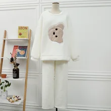 Pajamas for Women Winter Thick Coral Fleece Cute Home Clothes Warm and Comfortable Loose Pajamas Suit