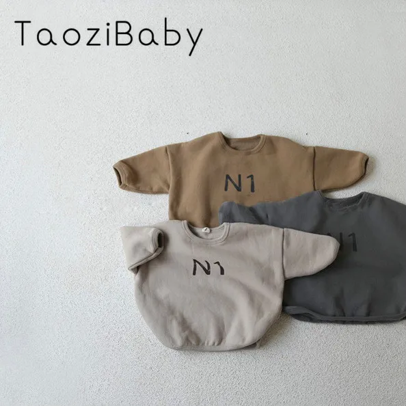 

Girls Sweatshirt 2019 Korean Children's Clothing Winter New Bos And Girl Loose Letter Printed Fleece Sweater Kids Tops
