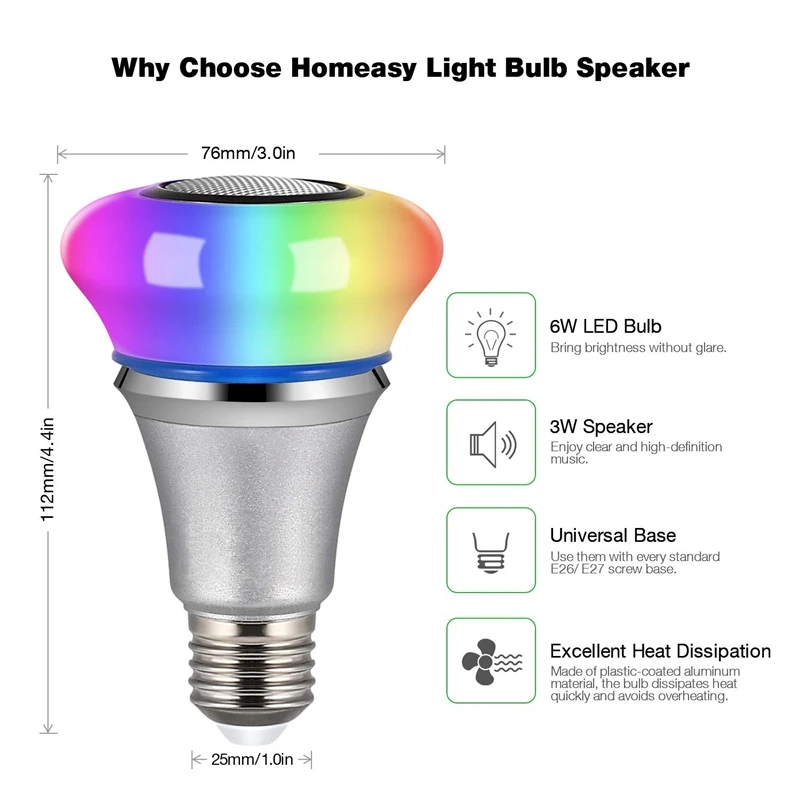 Bluetooth светильник, лампочка, динамик, 6 Вт, E27, белый, RGB, сменный, умный, светодиодный, беспроводная, стерео, аудио, с 24 клавишами, пульт дистанционного управления