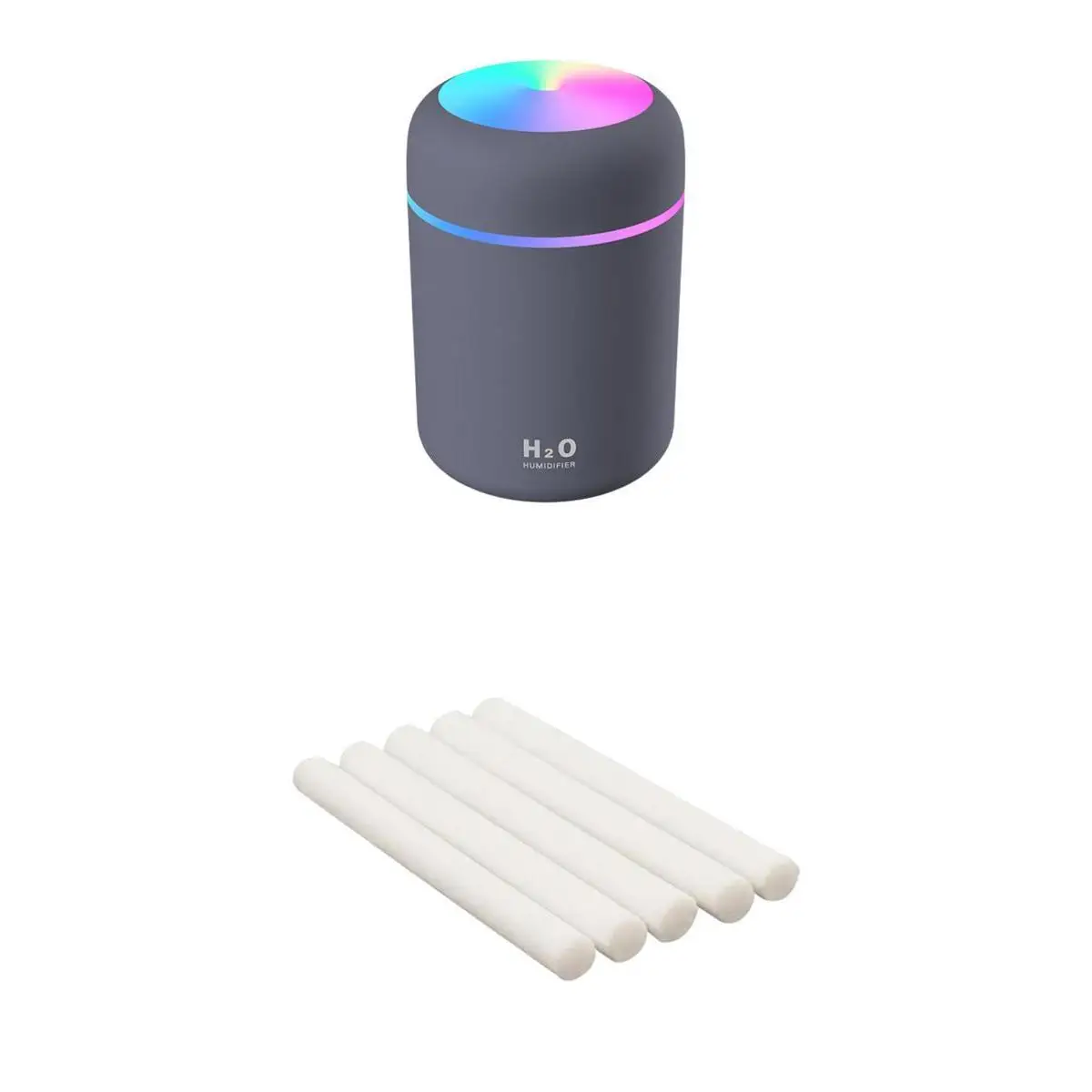 USB Essential Oil Diffuser Portable Mini Air Humidifier Gray + 5pcs Cotton Filter Sticks for Home Car USB Essential Oil Diffuser Portable Mini Air Humidifier Gray + 5pcs Cotton Filter Sticks for Home Car