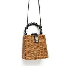 Сумка на одно плечо, пляжная сумка с ручками, летняя винтажная сумка с бисером, с ремнем, с отверстиями, ручные сумки 517D