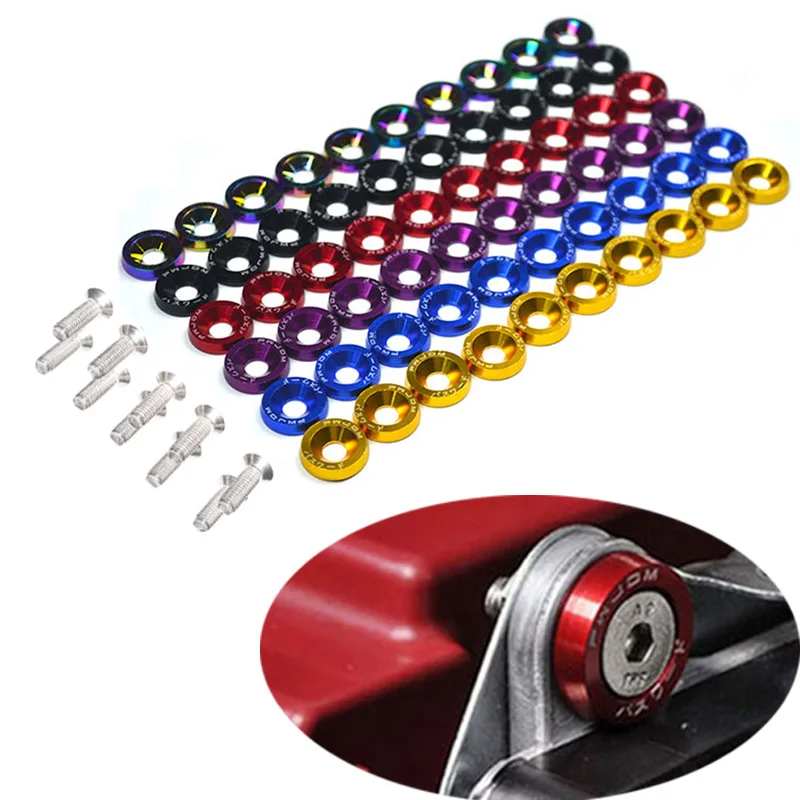 

10pcs M6 JDM Car Modified Hex Fasteners Fender Washer Bumper Engine Concave Screws Car-styling