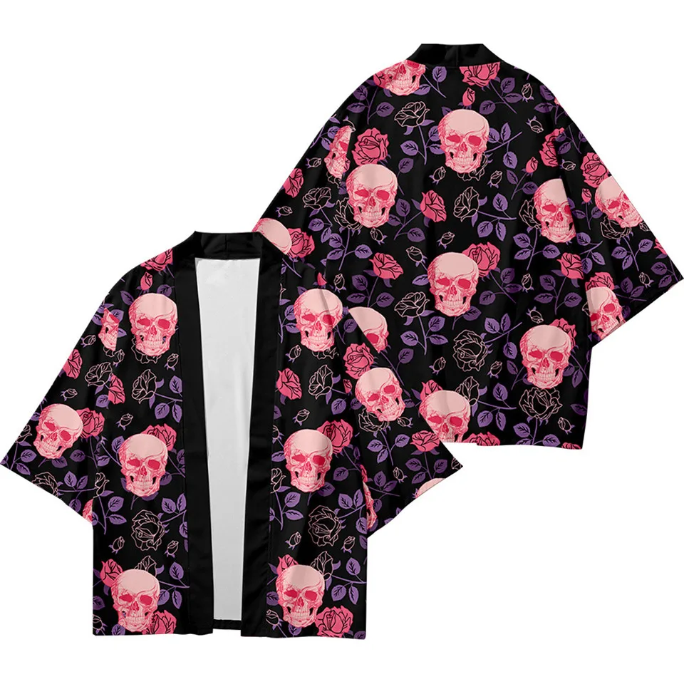 

Oversize XXS-6XL Flower Print Loose Japanese Streetwear Cardigan Women Men Harajuku Haori Kimono Cosplay Top Shirts Yukata