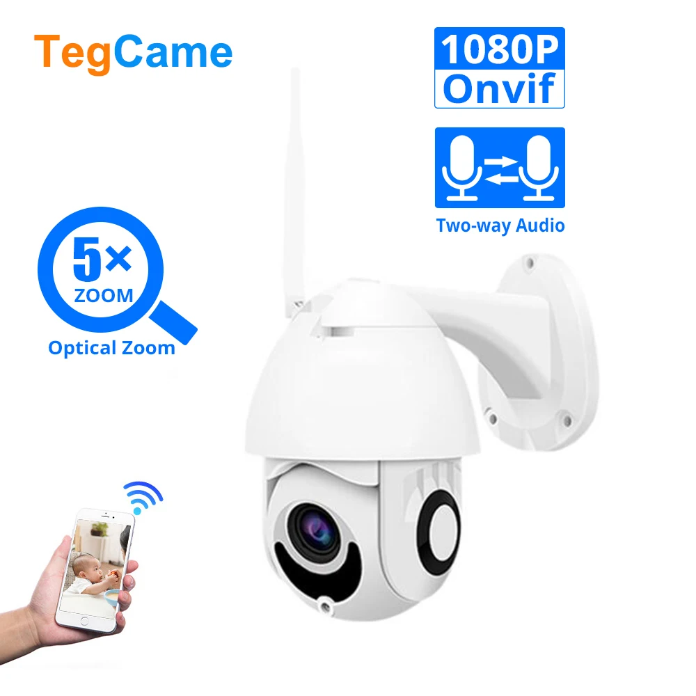 

HD Waterproof 1080P 5X PTZ IP Camera Camhi Two Way Audio Wireless Wifi Security Outdoor Speed Dome Camera Surveillance CCTV