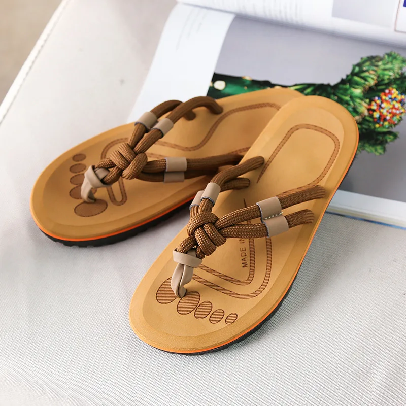 

Flat with Beach Outside Men's Slippers Solid Fashion Summer Flip Flops Concise Men Shoes