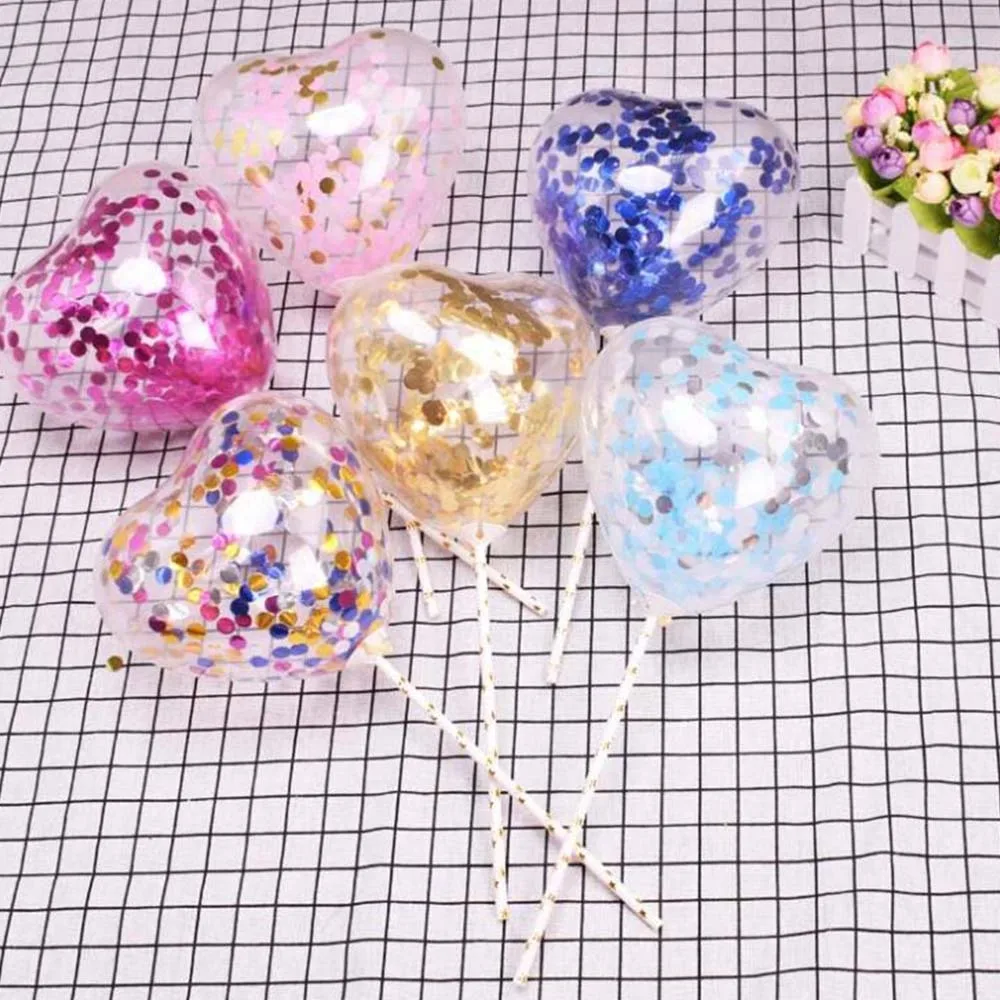 

5-inch transparent cross-border cake decoration multicolored sequins balloons 5 inch love transparent latex confetti balloons