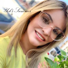 YOK'S кошачий глаз, оптические очки по рецепту, оправа для женщин и мужчин, брендовые прозрачные белые металлические весенние очки для близорукости, очки Oculos WN1326