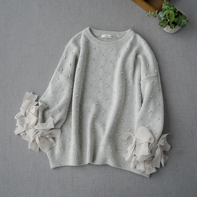 

Spring Autumn New Women All-match Loose Plus Size Japanese Style Mori Girls Sweet Comfortable Jacquard Cotton Pullover Sweaters