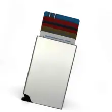  RFID Business Credit Card Holder Men Multifunction Automatic Aluminium Alloy Leather Cards Case Mini Wallet Slim Coin Purse 