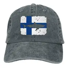 Винтажные бейсболки с изображением акулы, флага Финляндии, для мужчин и женщин, регулируемые бейсболки, джинсовая кепка