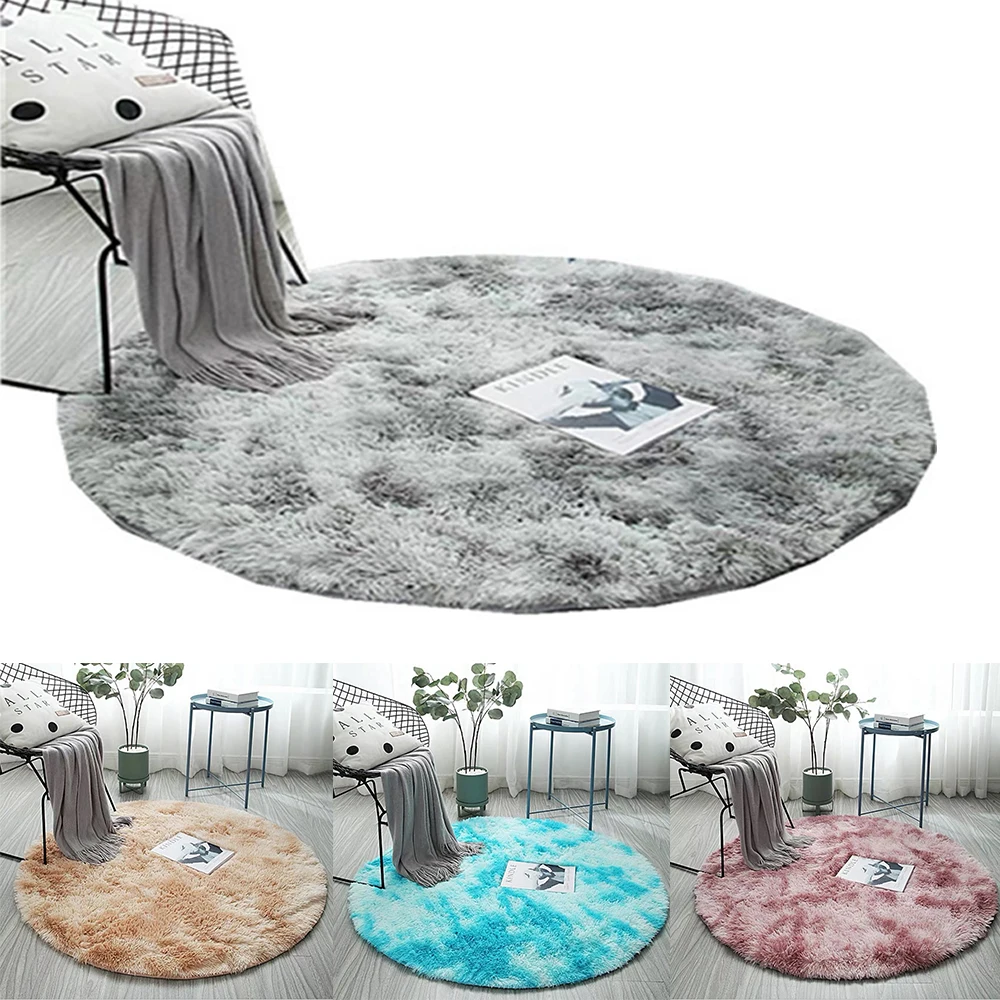 Modern Fluffy Round Rug Carpets For Living Room Decor Faux Fur Rugs Kids Room Long Plush Rugs