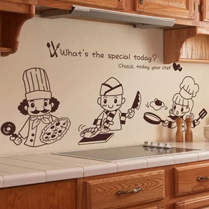 DCTAL Free shipping Kitchen wall decoration Bakery Small cartoon wall stickers tile stickers generation carved wall stickers