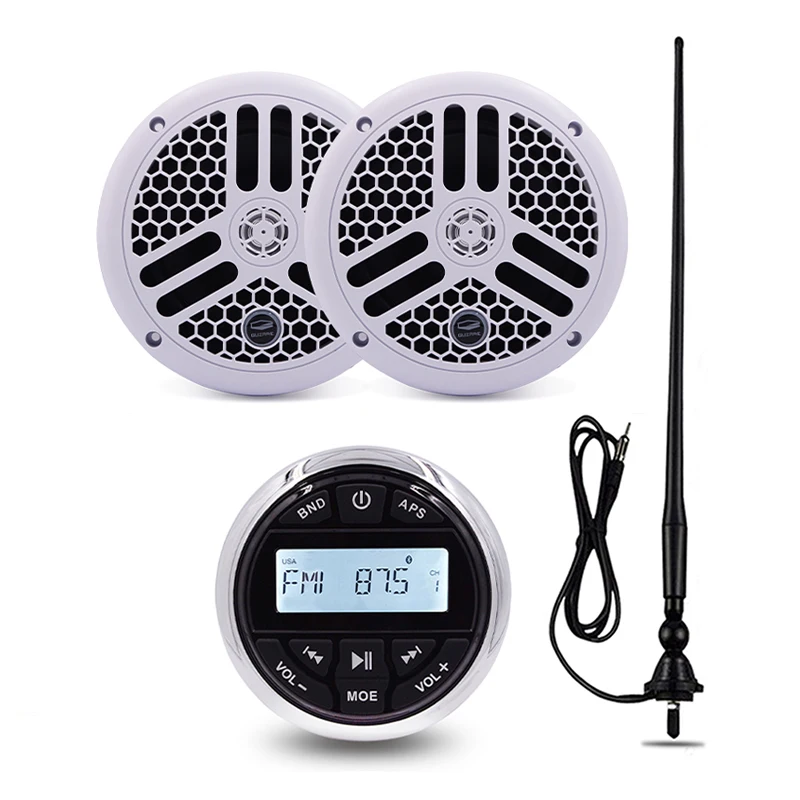

Waterproof Marine Radio Audio Stereo Bluetooth Receiver FM AM MP3 Car Player+6.5" Marine Speaker+Antenna For Boat RV Motorcycle