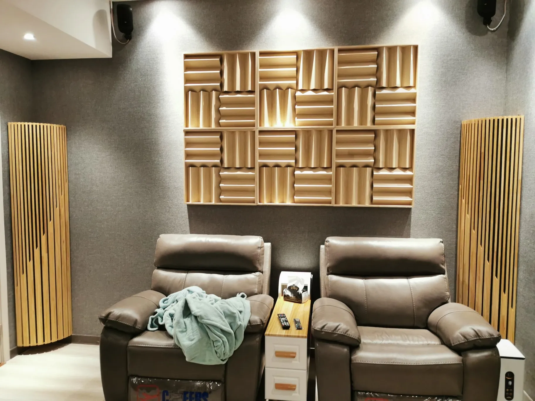 Trampa de graves acústicos de madera de arco profesional de Corea, esquina  para estudio de cine en casa, difusor de madera de roble, equipo de Audio