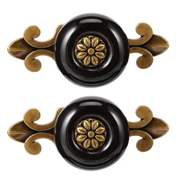 

2Pcs Zinc Alloy Cabinet Pull Bar Ceramic Drawer Knob Furniture Handle Hand Grip Assorted Color