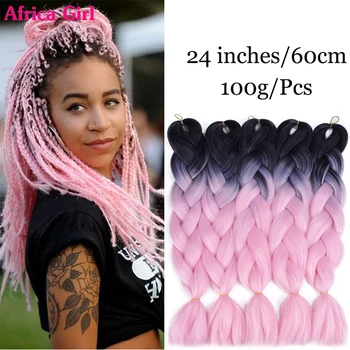 

Africa Girl 24 Inch Kanekalon Braiding Hair Jumbo Synthetic Extensions Hair for Braids Ombre Synthetic African Braided Hair