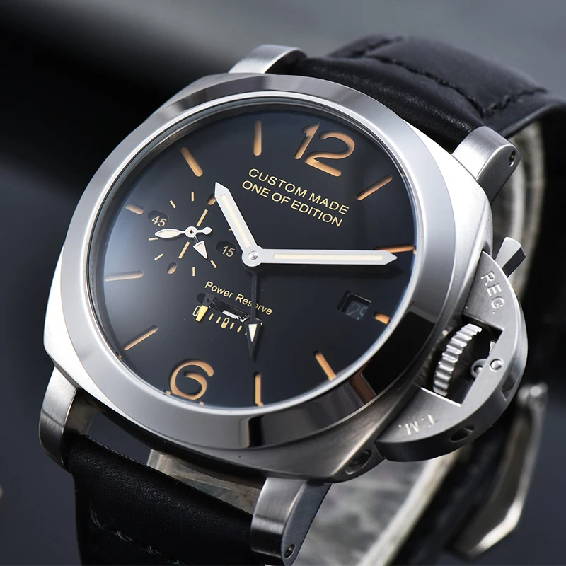Cena 44mm automatyczny zegarek mechaniczny mężczyźni luksusowa marka GMT skórzany pasek Luminous wojskowy wodoodporny kalendarz mężczyzn zegarek
