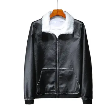 

2020 Men Winter Thick Fleece PU Leather Jackets Coats Hombre Male Casual Fashion Slim Fit Large Size 4XL Zip Jackets Men XXXXL