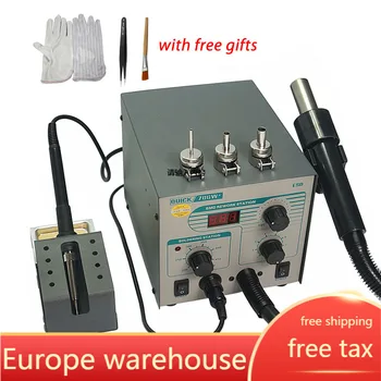 

QUICK 706W+ Digital Display Hot Air Gun + Soldering Iron Anti-static Temperature Lead-free Rework Station 2 in 1 With 3 Nozzles