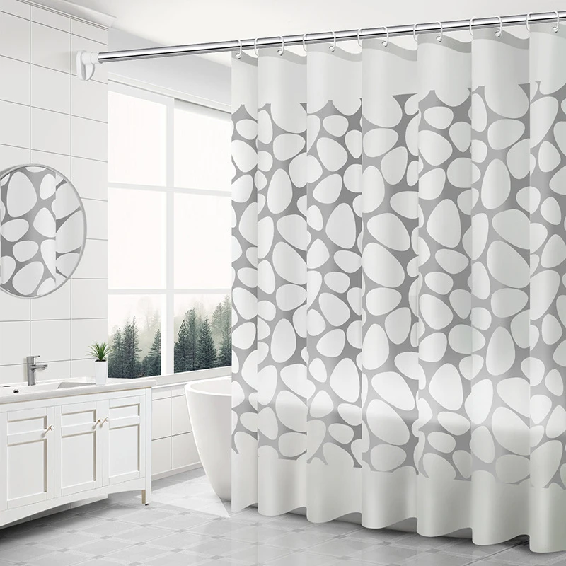 Shower Curtains Bathroom Shower Curtain Waterproof Modern Plaid Pebble Printed Bathing Partition Curtain with Hooks