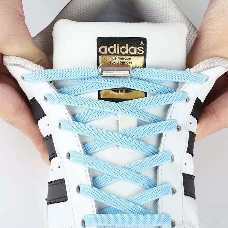 

Metal Lock Round Elastic Shoelaces Flat Fashion Safety No Tie Shoelace Suitable For All Kinds Of Shoes Accessories Lazy laces