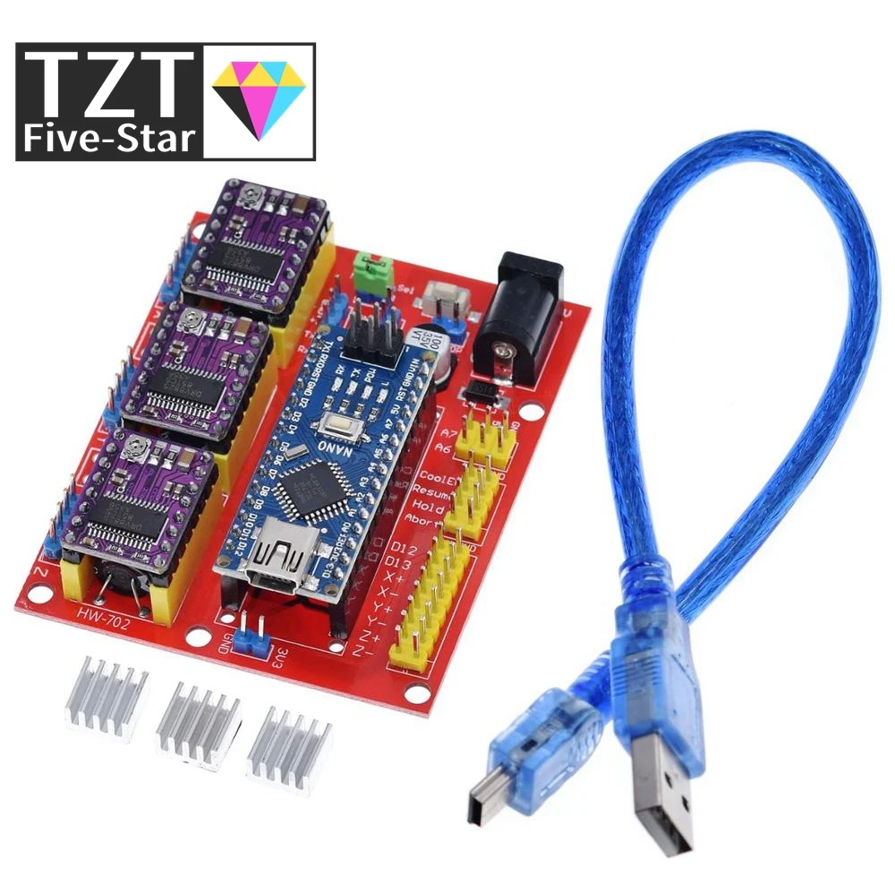 TZT 1 комплект 3DV4 CNC Shield V4 + Nano 3 0 шт. DRV8825 Reprap Stepper набор драйверов для Arduino |