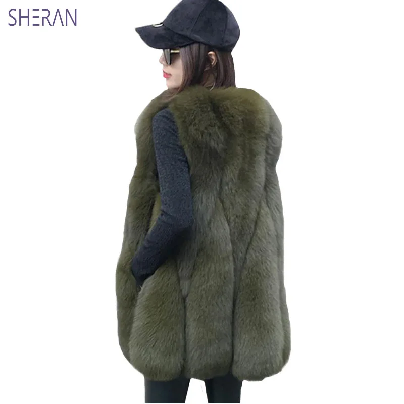 Новинка 2018 зимний теплый жилет SHERAN из искусственного меха лисы женские куртки