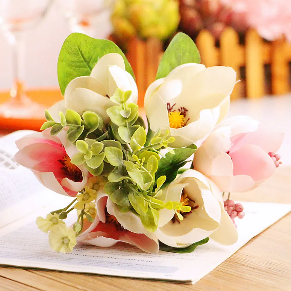 Искусственный цветок для свадьбы дома Магнолия шелк 6 цветочных головок Камелия