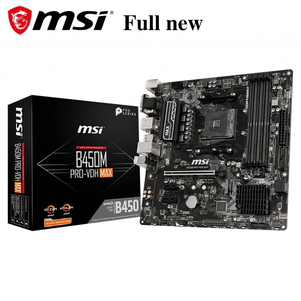 Оригинальная материнская плата MSI B450M PRO-VDH MAX Socket AM4 DDR4 USB2.0 USB3.1 64 Гб AMDB450 десктопная |