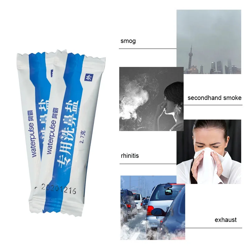 60PCS Nasal Washer Salt Nose Cleaner Avoid Allergic Rhinitis Nasal Irrigator Sinus Rinse Aspirator Anti-Sneezing 2.7G/Bags nasal irrigator set