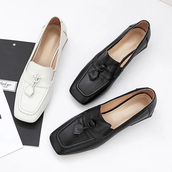 

Loafers Women's Slip-on 2020 Spring And Autumn Low Heel Flat Keel Thin Shoes College Style Low-Cut Square Head WOMEN'S Shoes