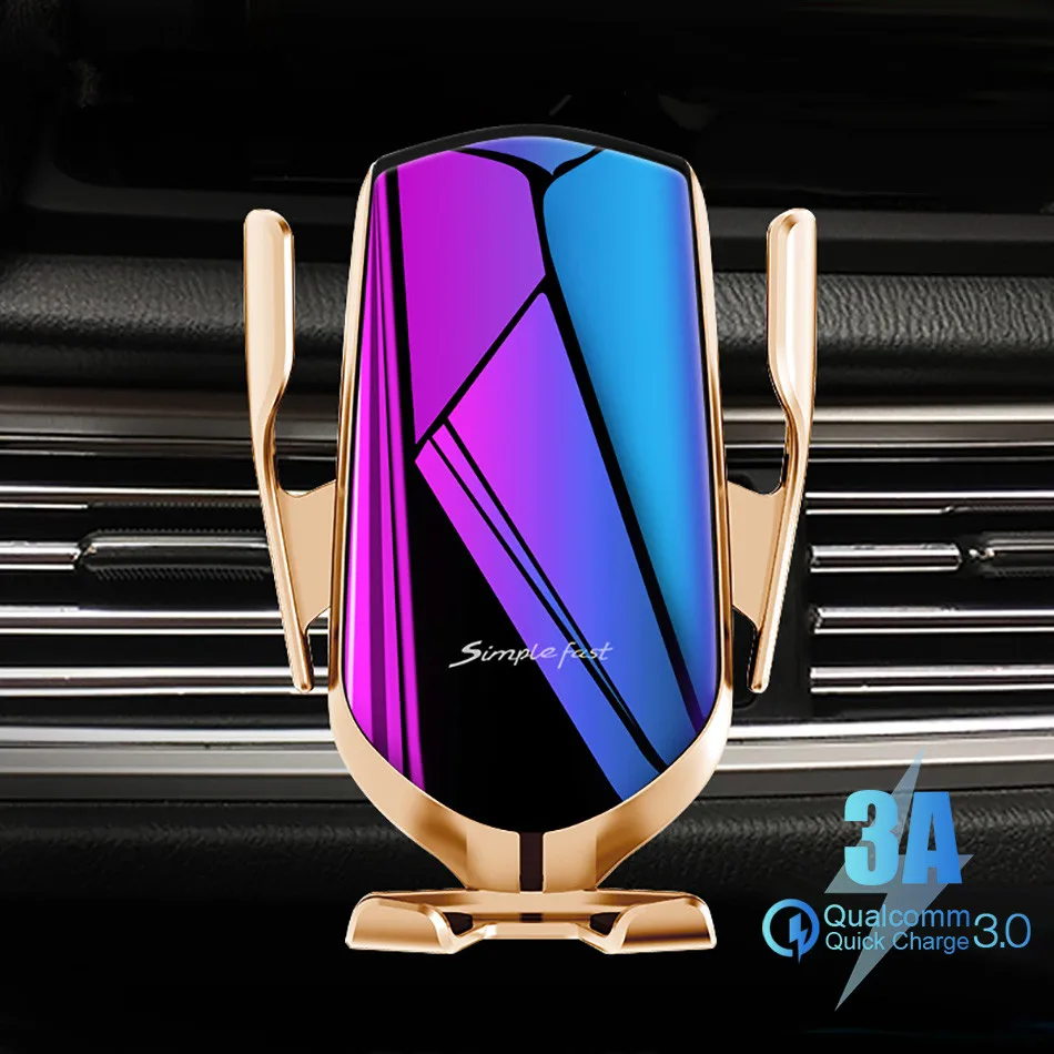 Qi 10W Автомобильный держатель для телефона 360 Поворотный инфракрасный датчик беспроводное быстрое зарядное устройство Вентиляционное крепление автоматический gps стационарный телефон держатель R1
