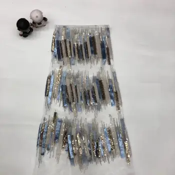 

Black Blue Gold Nigerian Lace Fabric For Wedding 2020, African French Lace Fabric High Quality 3D Lace, Velvet Lace With Sequins