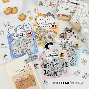 

100 pcs/bag Cute animals collection Decorative Stickers Scrapbooking Stick Label Diary Album stationery Stickers