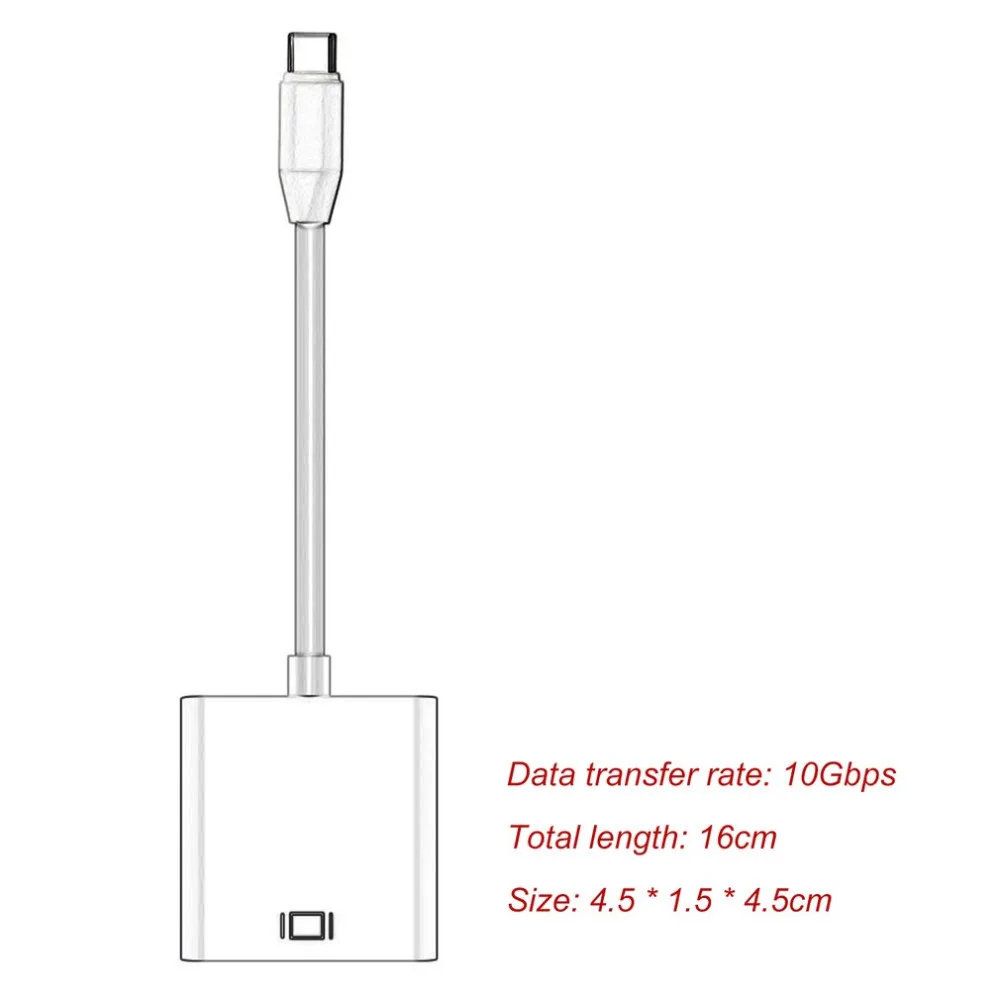 USB 3,1 type-C USB папа-мама VGA адаптер преобразователь кабельного разъема 10 Гбит/с портативный для MacBook для смартфона