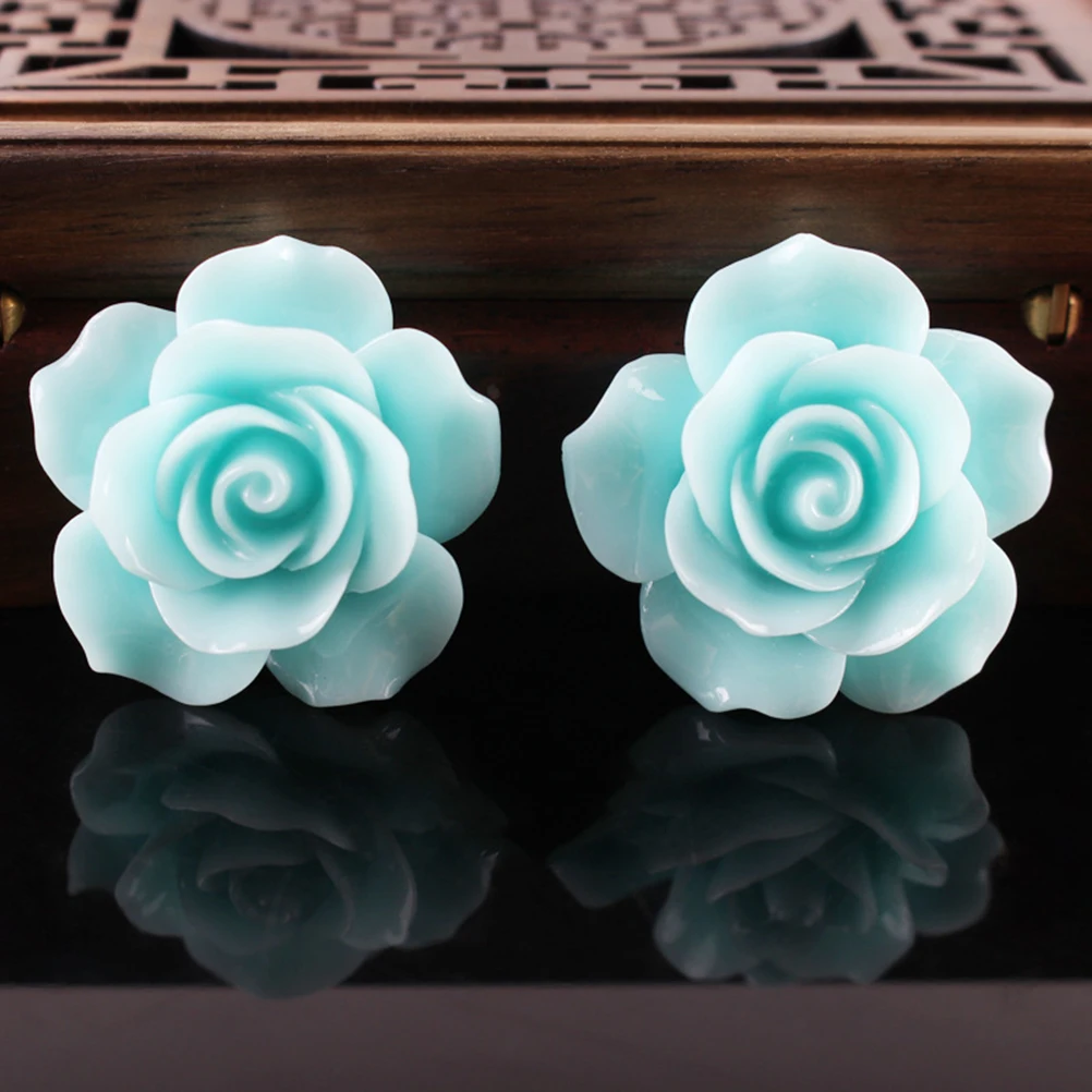 50pcs Resin Flower Beads Rose Flatback DIY Embellishment Cabochons for Jewelry Making Craft Scrapbooking