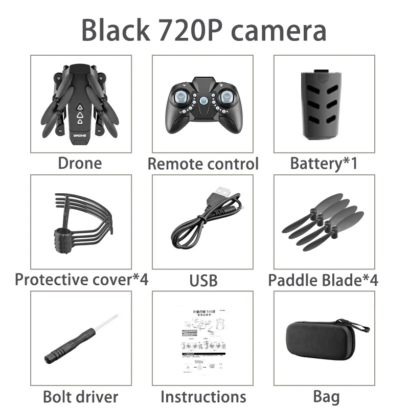 bag-720p KK8 складной мини-Дрон RC FPV Самолет 1080P HD камера Дрон Wifi FPV Дрон селфи RC вертолет подарок для детей мальчиков и девочек - Цвет: bag-720p