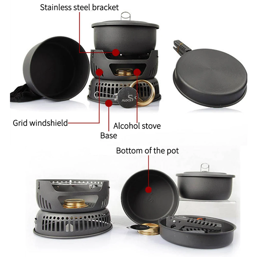 ALOCS CWC05 Outdoor Camping Portable Kitchenware Set Hiking Picnic Cooking Utensil Stove Pot ALOCS CWC05 Outdoor Camping Portable Kitchenware Set Hiking Picnic Cooking Utensil Stove Pot
