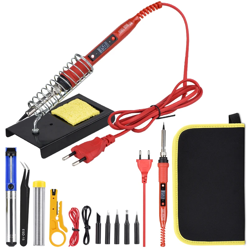 

JCD US/EU Soldering Iron Lead-free High Quality LCD Temperature Control Soft Shell Soldering Iron Household Welding Rework Tools