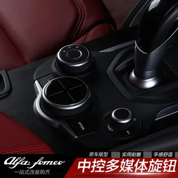 

Free shipping Refit center control knob cover with decorative sequins car stickers For Alfa Romeo Giulia Stelvio 2017 2018