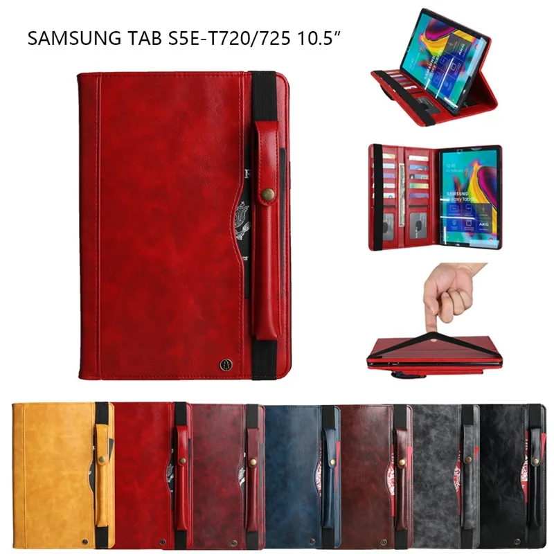 

Case For Samsung Galaxy Tab S5e 10.5" SM-T720 SM-T725 Cover with pencil holder Smart leather Card slot Stand soft tablets case