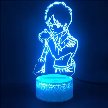 

3d Lamp Led Night Light Eren Yeager Figure Bedroom Decor Nightlight Dropshipping Battery Powered table Lamp Attack on Titan Gift