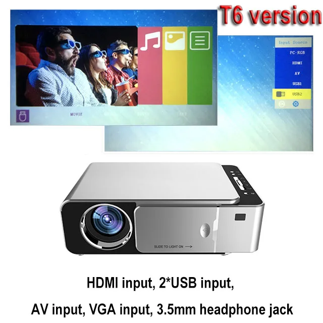 UNIC T6 1280x720 светодиодный проектор 3500 люмен Keystone USB HDMI VGA AV проектор домашний кинотеатр Proyector
