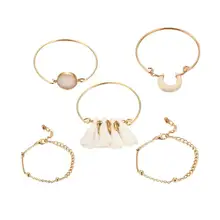 Богемский Браслет в виде ракушек земля любовь лист Браслеты в форме кисточек Бохо браслеты из натурального камня Женщины многослойная цепочка браслет